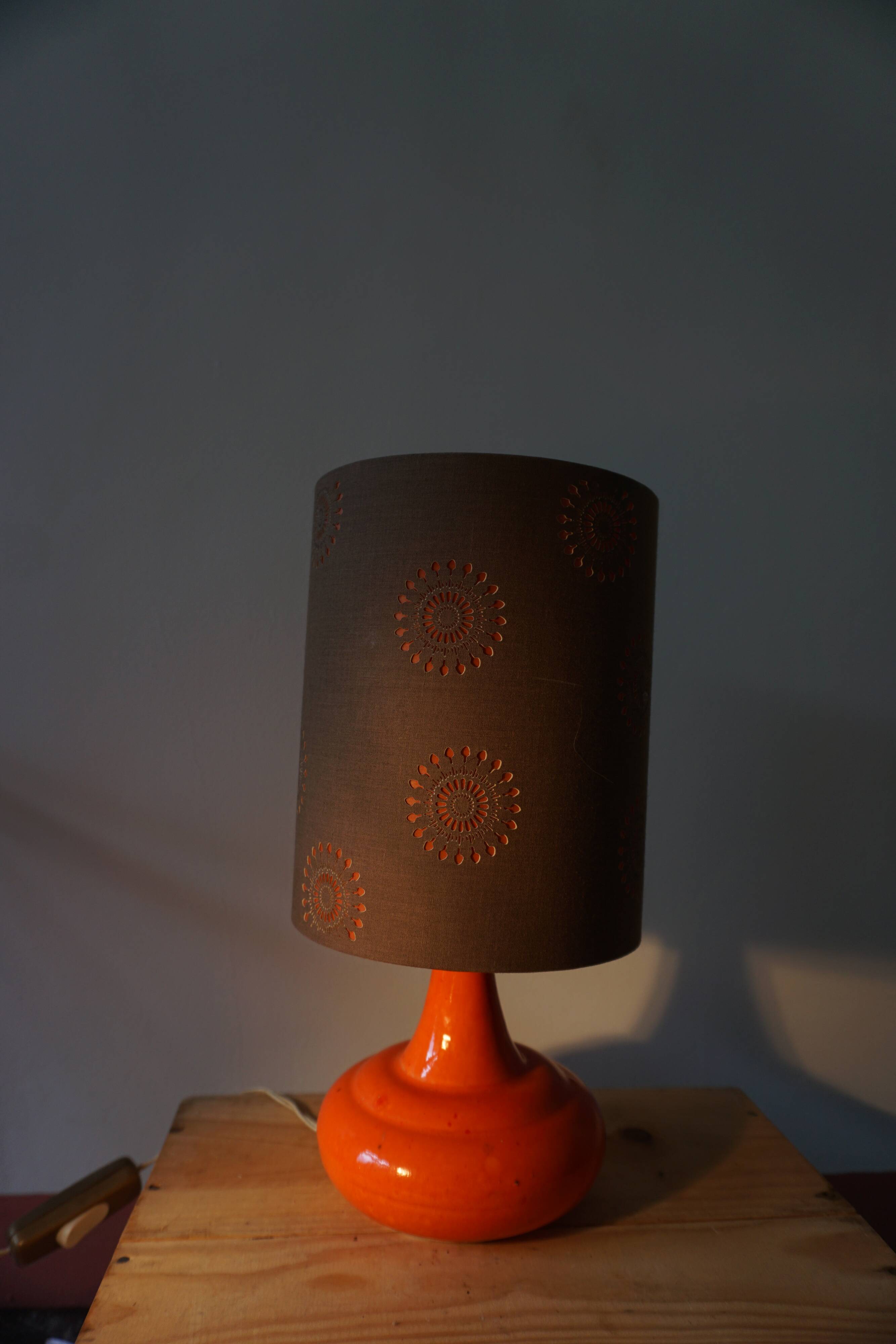 Orange ceramic lamp from the 70s