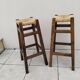 Pair of vintage stools with straw seats
