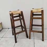 Paire de tabouret vintage assise paille