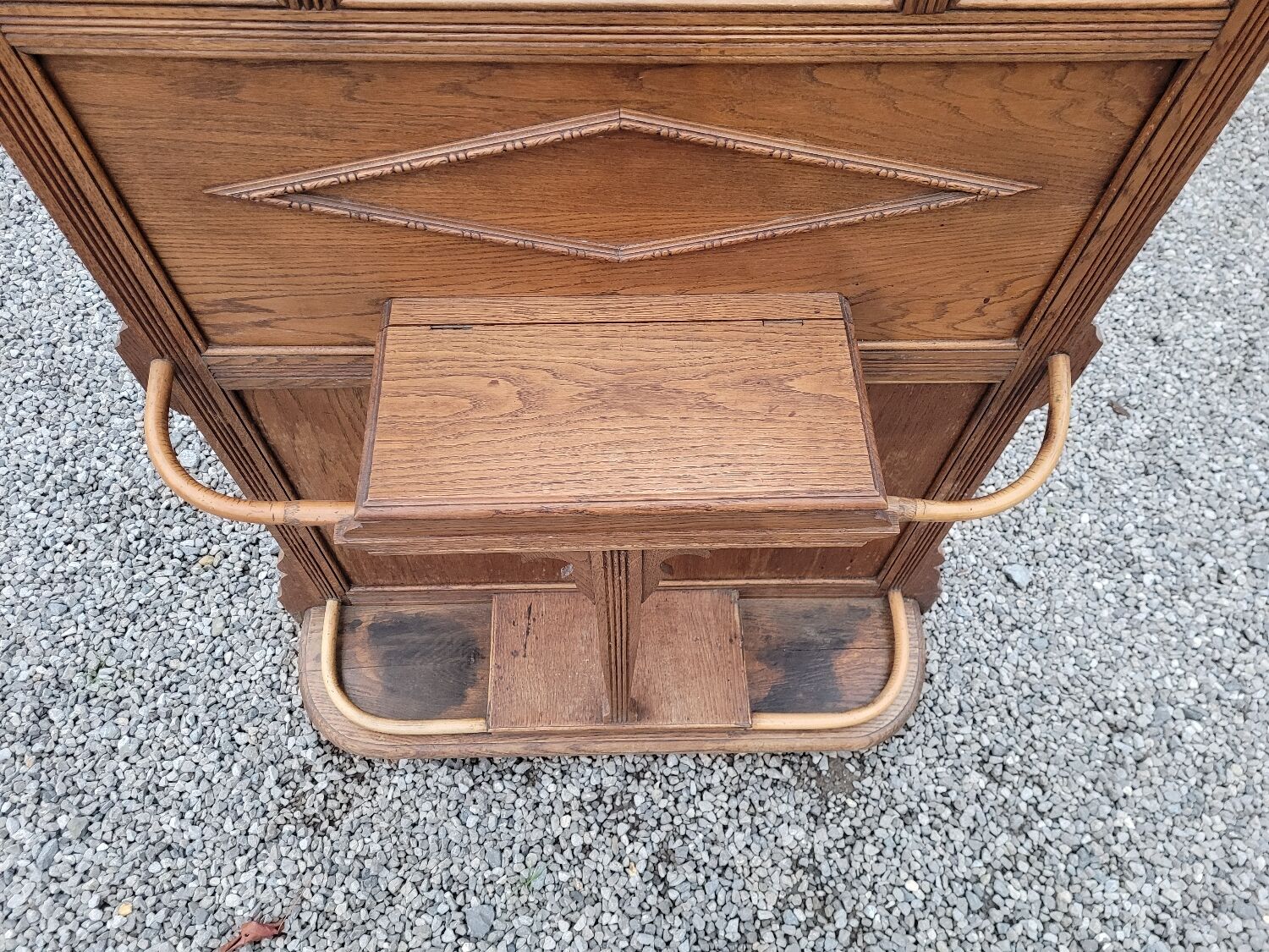 Old oak cloakroom or coat rack