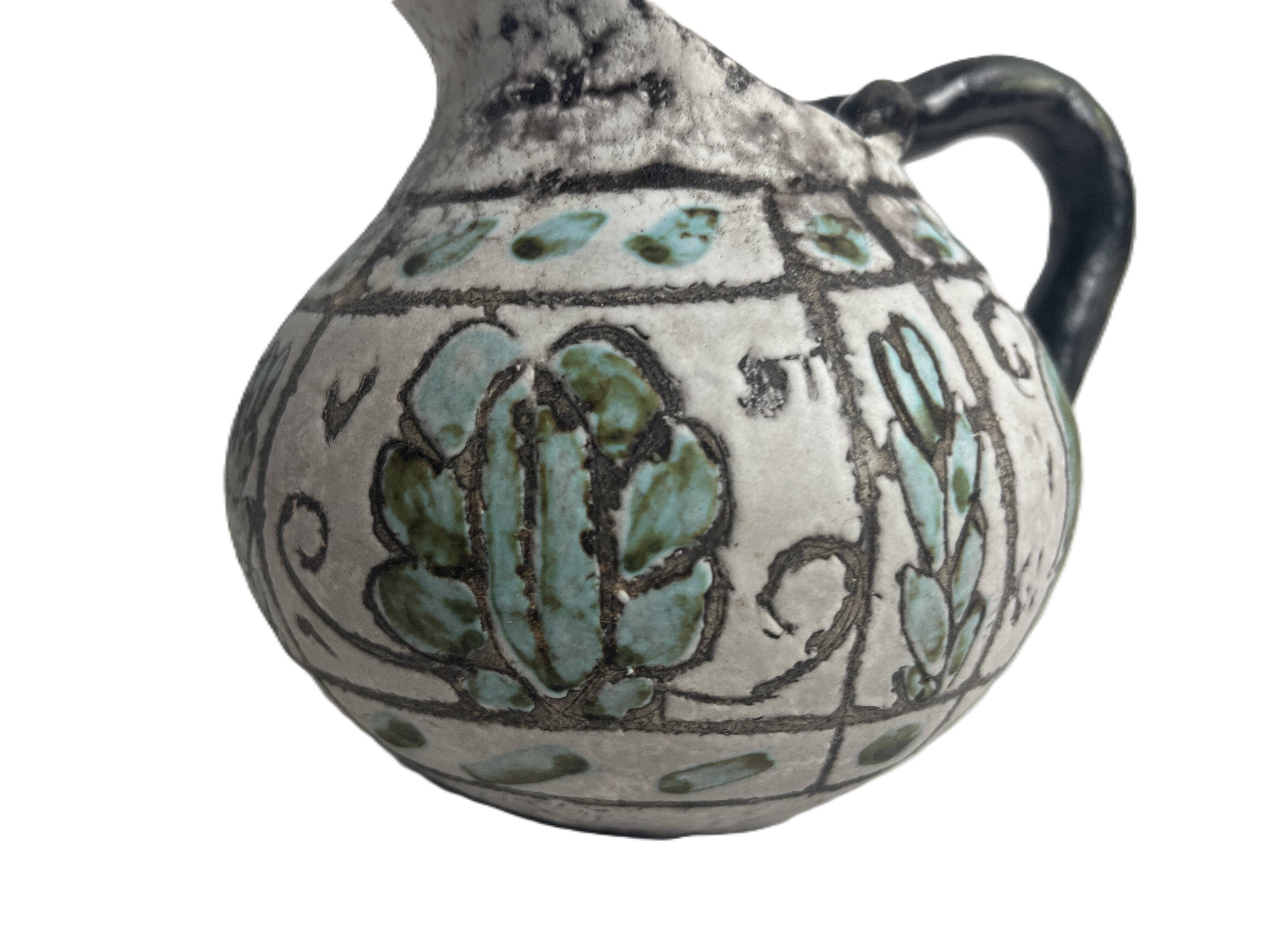Massier Vallauris, bulbous jug, glazed earthenware, early 20th century.