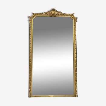 Miroir à fronton doré à la feuille d’or 194cm/107,5cm