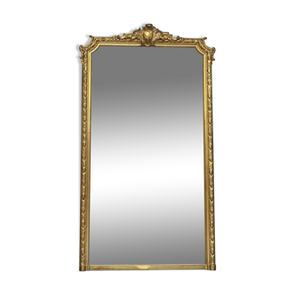 Mirror with golden pediment with gold leaf 194cm/107,5cm