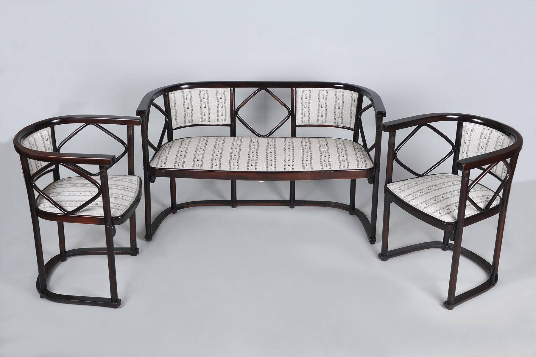 Art Nouveau Seating Set in Beech from J.F.M. Hoffmann, Austria, 1910s, Set of 3