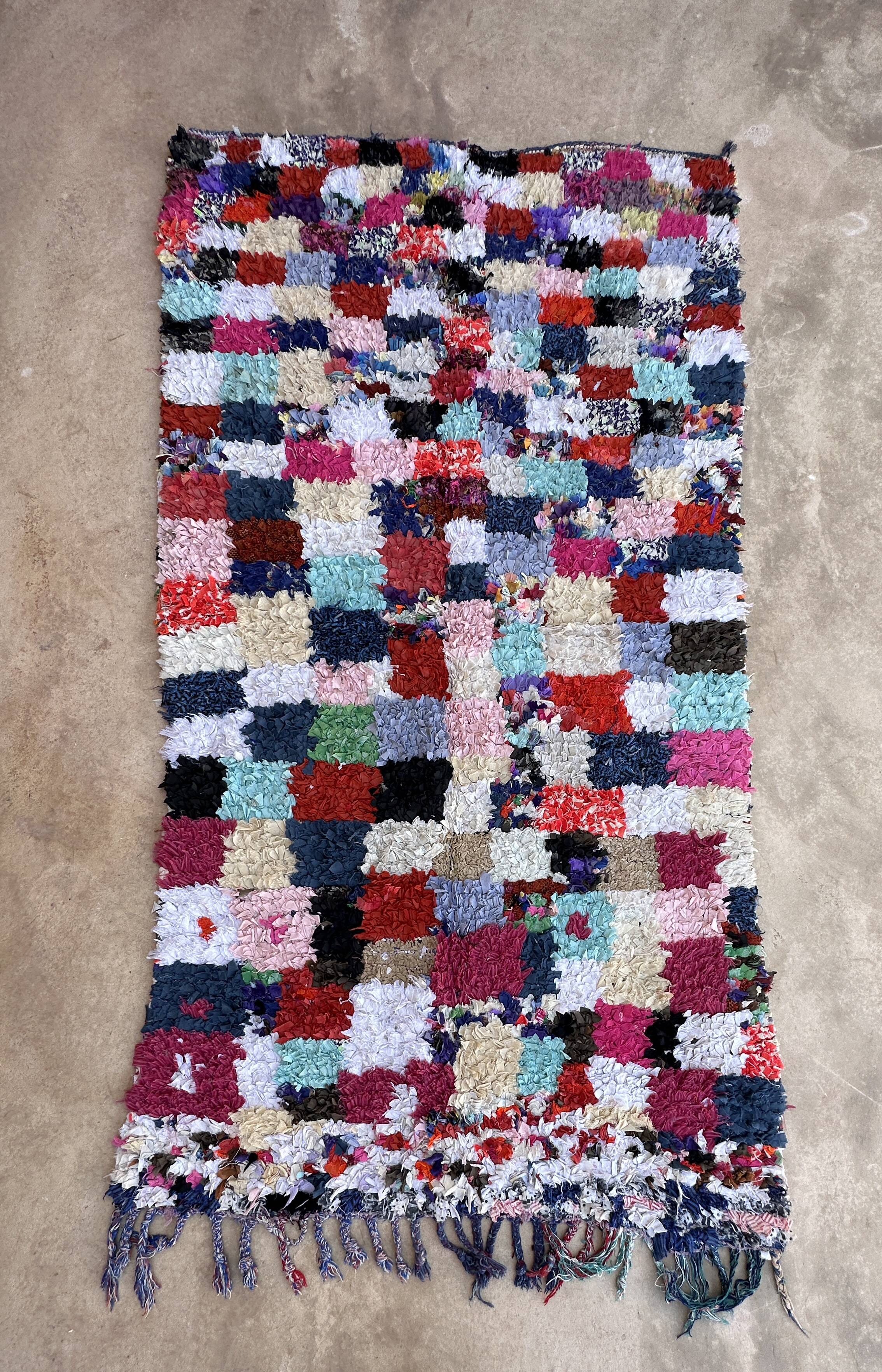 Moroccan carpet Boucherouite colored - 120 x 216 cm