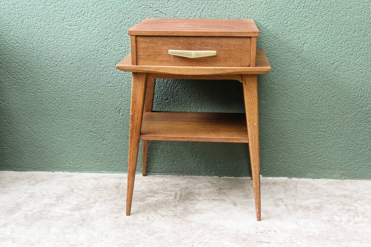 Pair of bedside tables, 1950s, compass legs