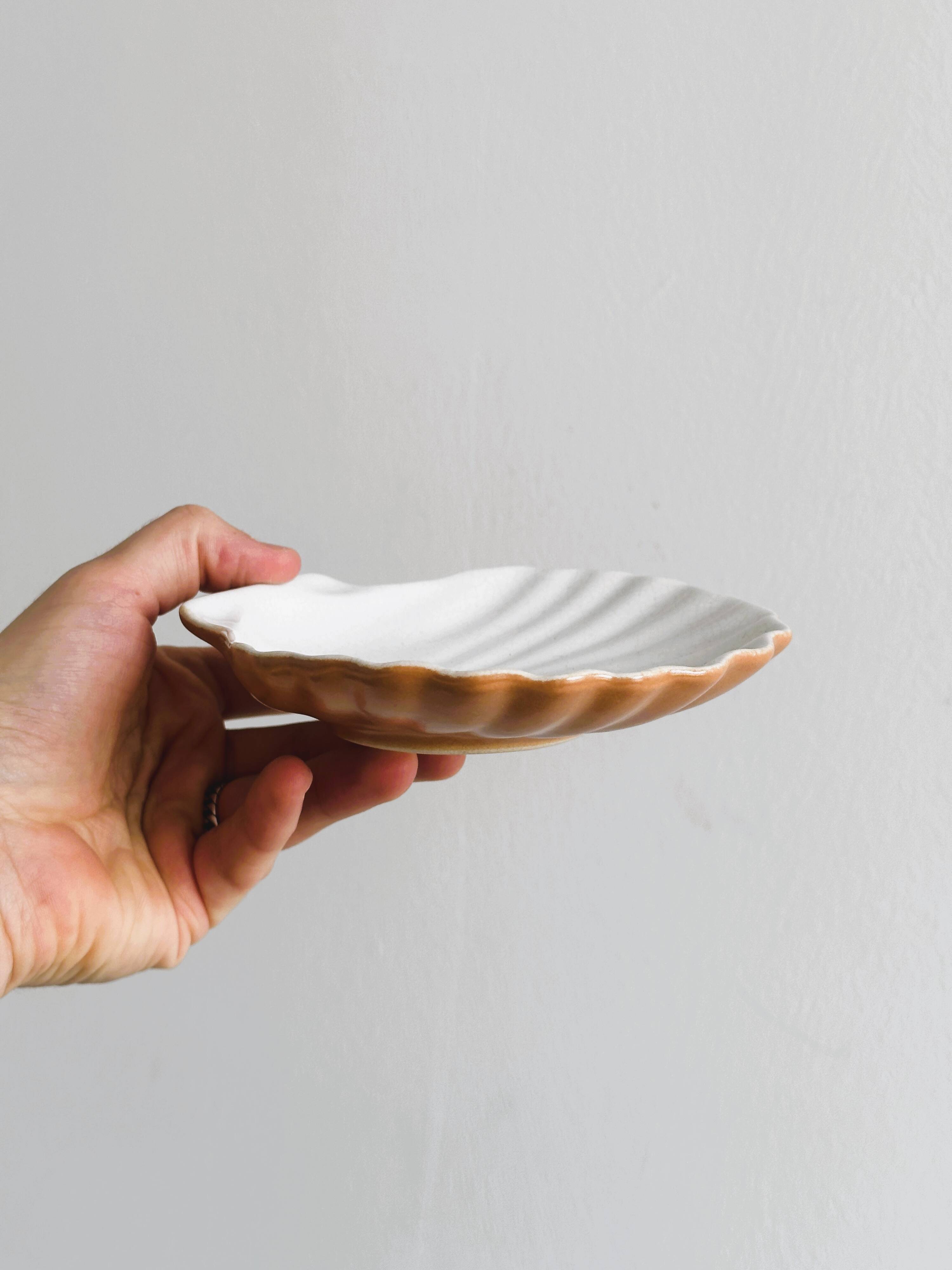Coupelle en forme de coquillage bicolore, porte-savon