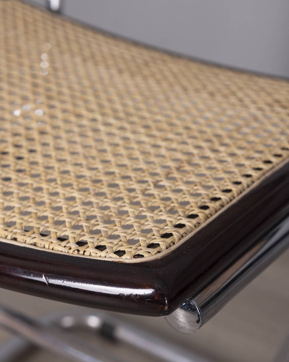 Set of 4 vintage 1960s metal and vienna straw chairs by italian design