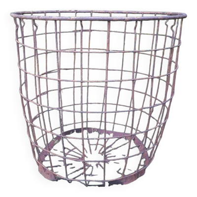 Corbeille panier h58 d59cm industrielle en fer