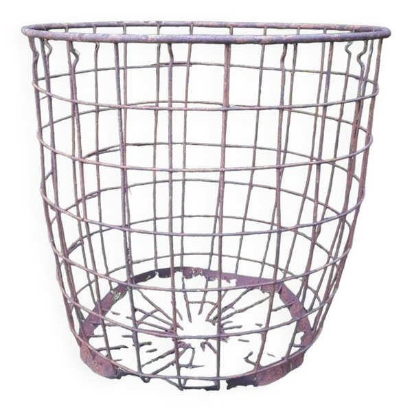Corbeille panier h58 d59cm industrielle en fer