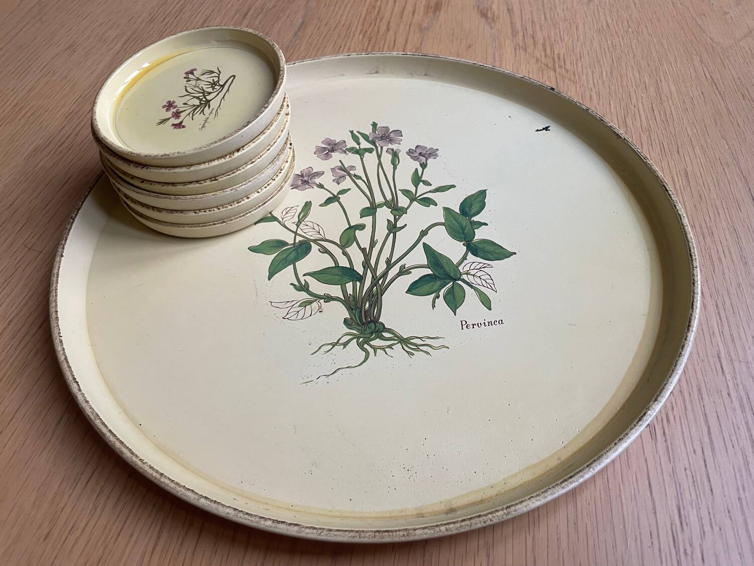 Vintage tray and under glass