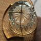 Glass ice bucket in vintage gold metal frame