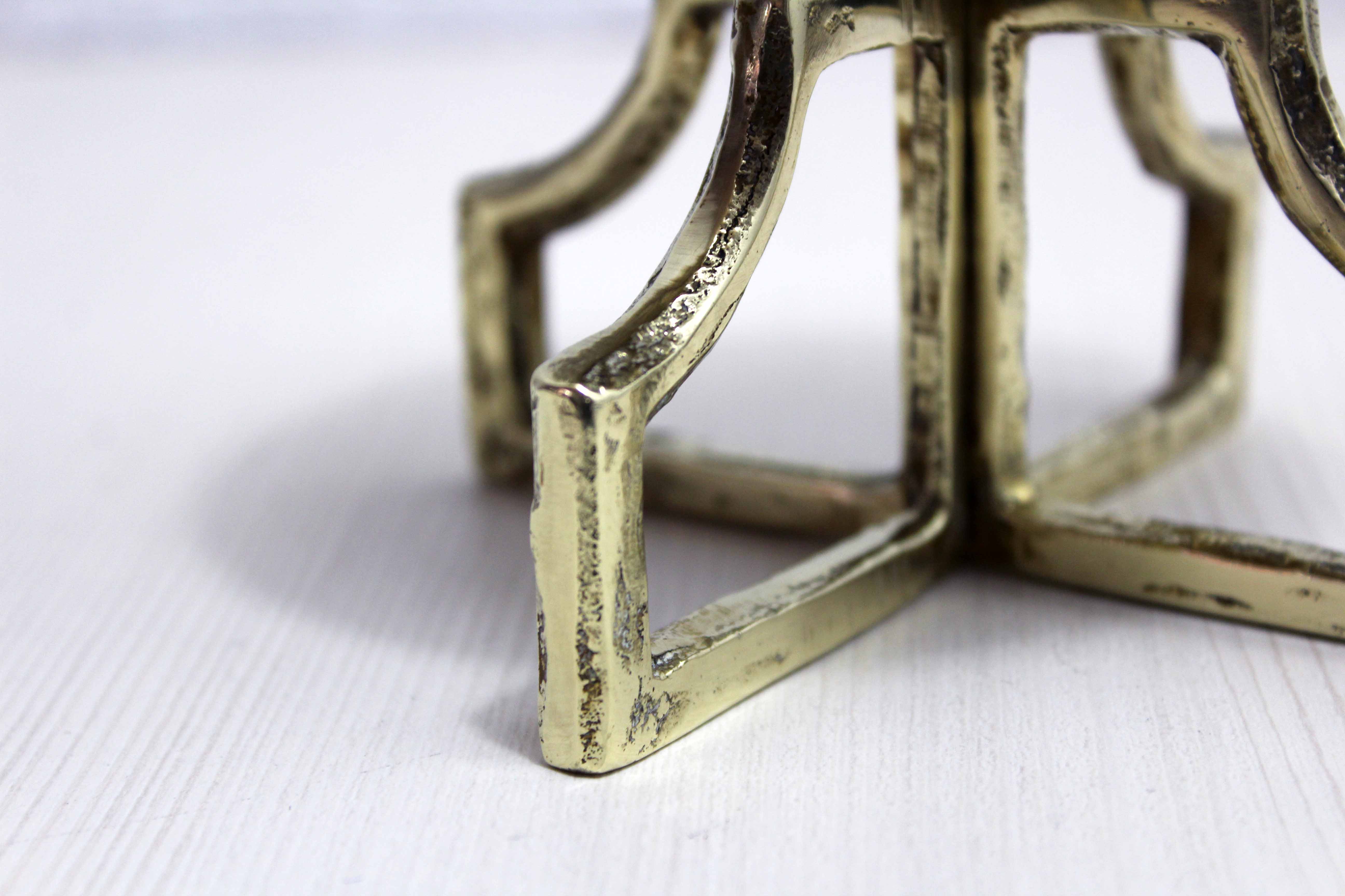 Brutalist brass candle holder