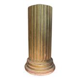 Large fluted golden wood column with a marble top, work from around 1900.