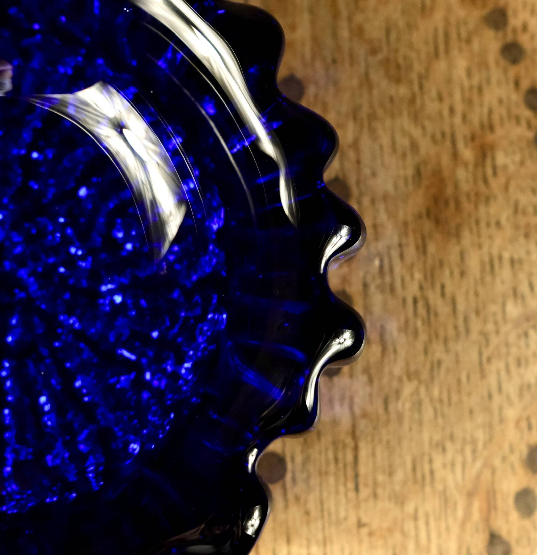 Glass crystal trinket tray by Willy Johansson for Hadeland, Norway, 1970s