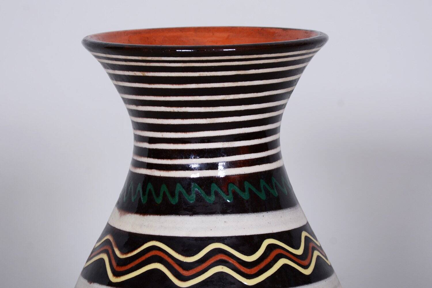 Art Deco Hand-Painted Vase in Ceramic, Slovakia, 1940s