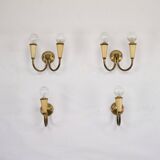 Set of four Mid-Century sconces in lacquer and brass. Italy 1950s