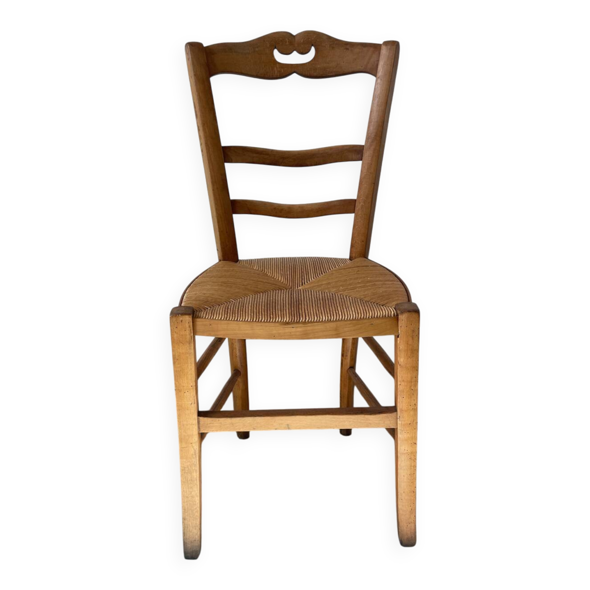 Straw and wood farm chair