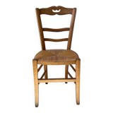 Straw and wood farm chair
