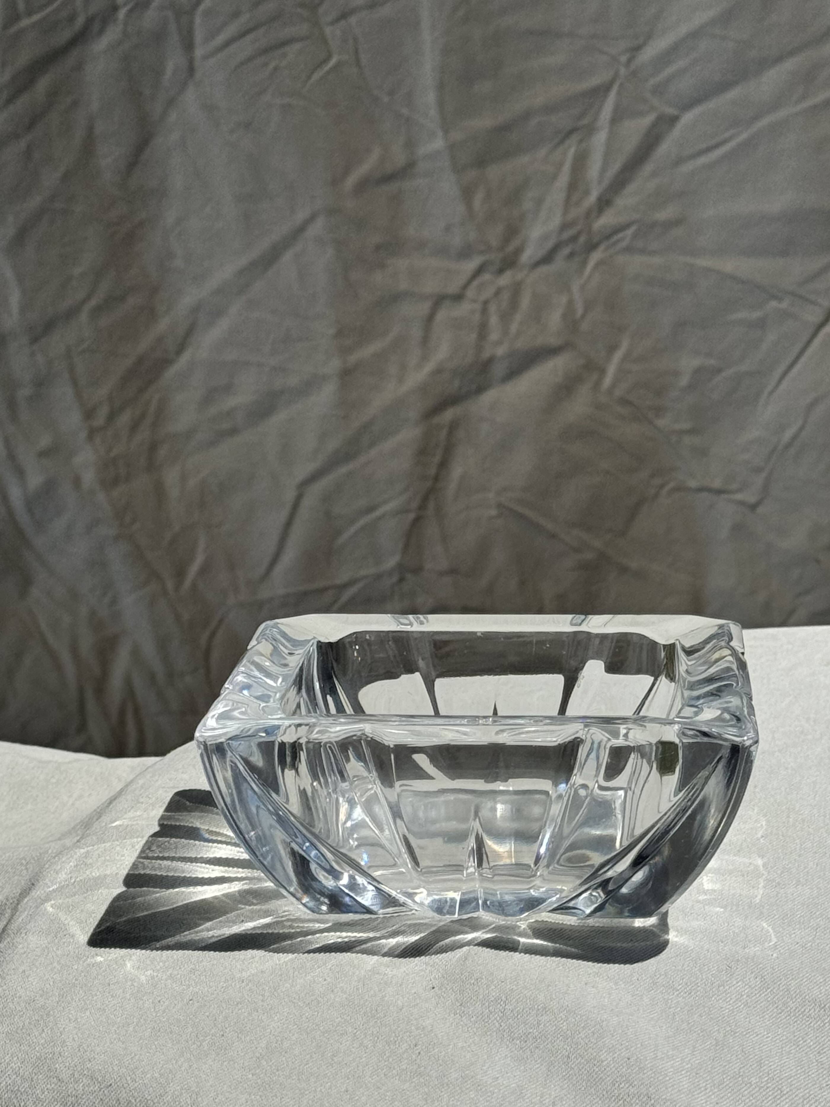Large vintage square solid glass ashtray