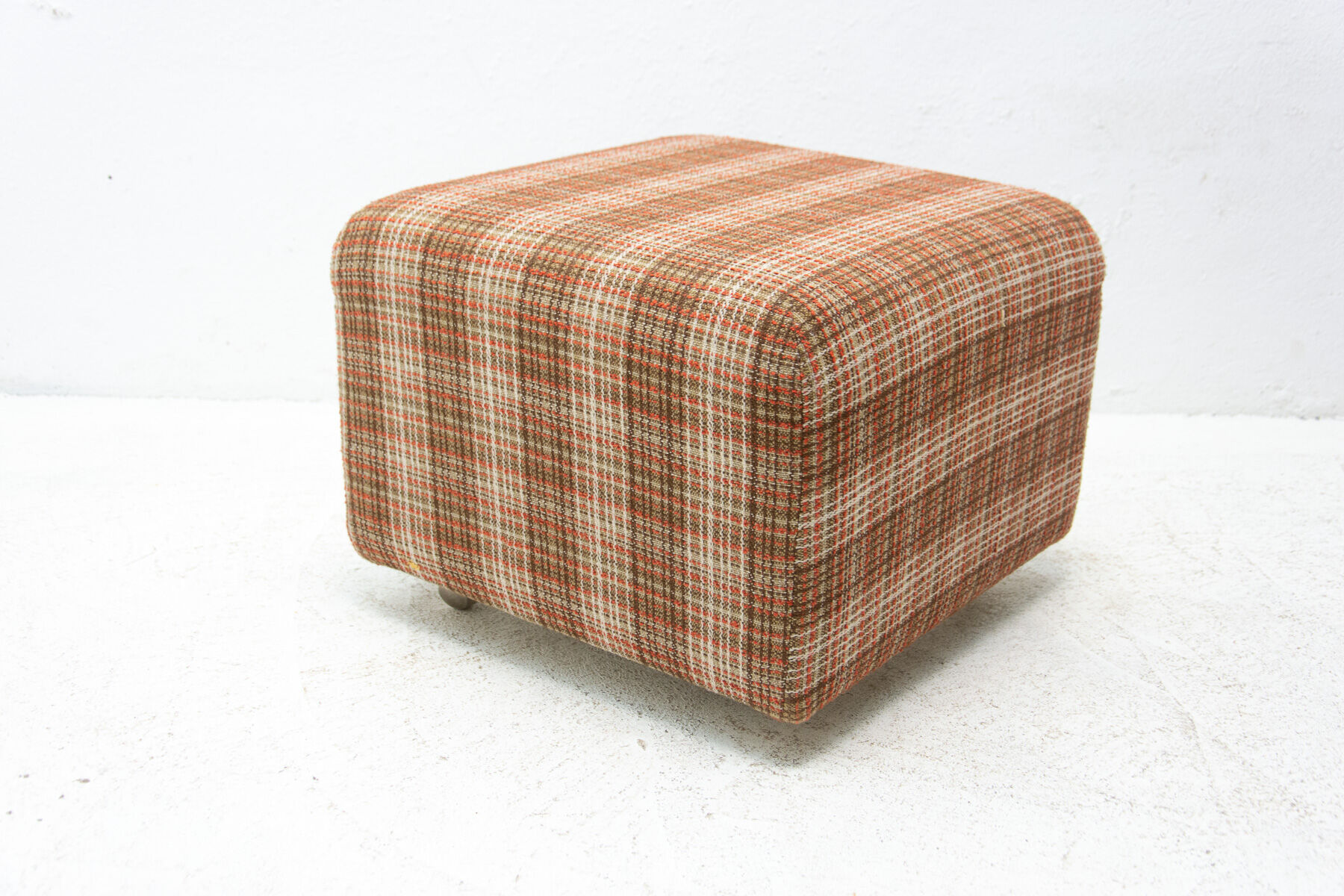 Eastern bloc upholstered pouffe, 1980´s, Czechoslovakia