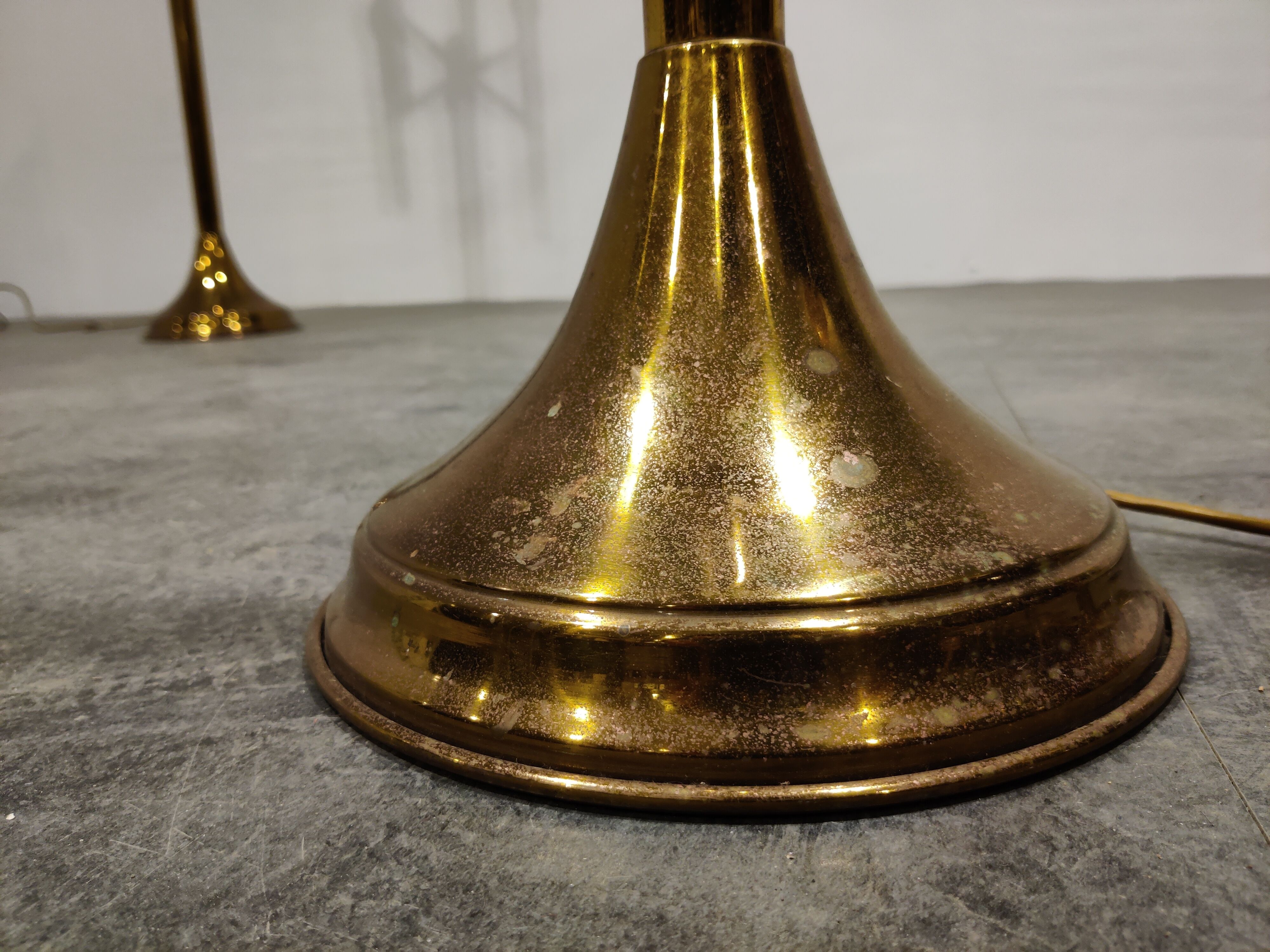 Pair of brass Sciolari floor lamps, 1970s