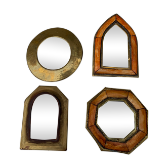 4 mirrors in gilded brass of different vintage shape