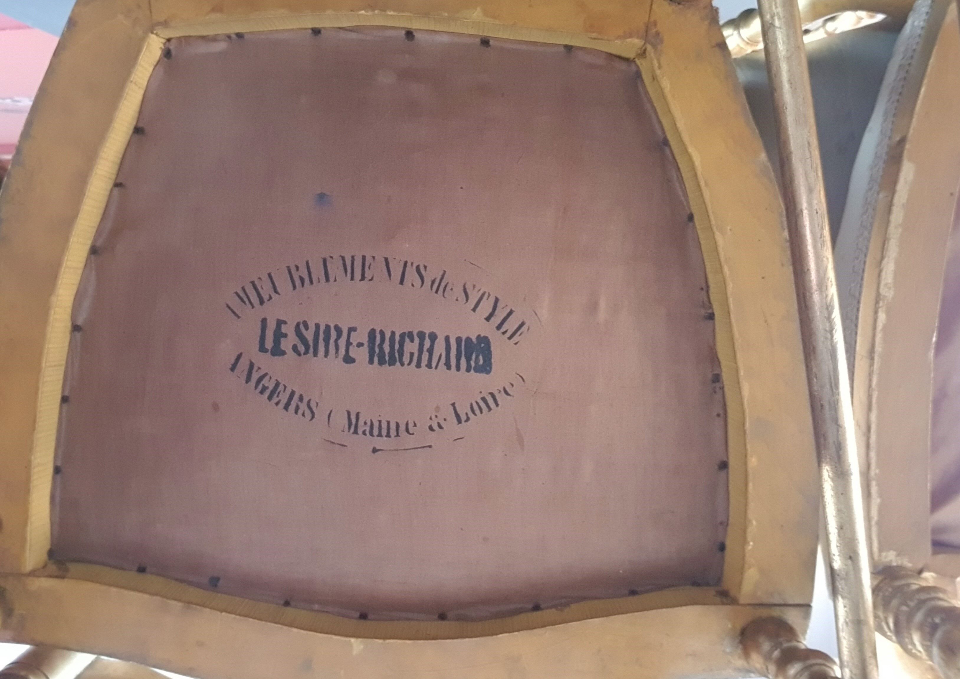 Set of 3 gilded chairs in Napoleon III style - Stamped Faubourg Saint Antoine