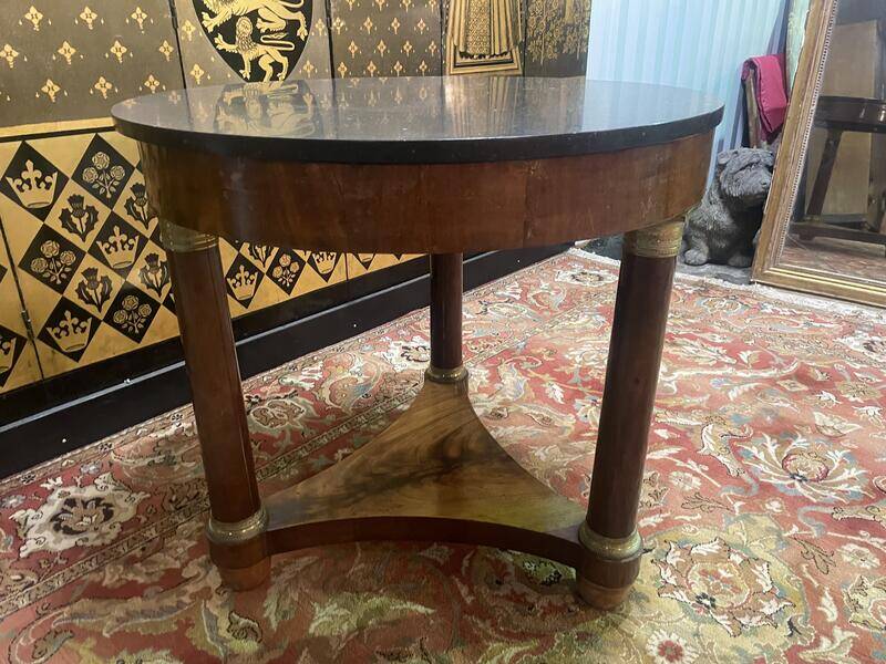 Empire period mahogany and marble pedestal table