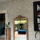 Antique mirror 173/94.5cm Louis-Philippe with a pediment and beaded overmantel.