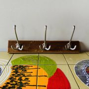 Vintage wooden wall coat rack - triple hook