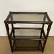 Rattan and smoked glass bookcase shelf