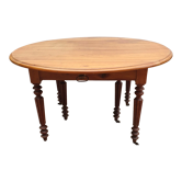 Table ovale 6 pieds avec allonges patine caramel