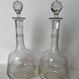 Pair of engraved crystal decanters