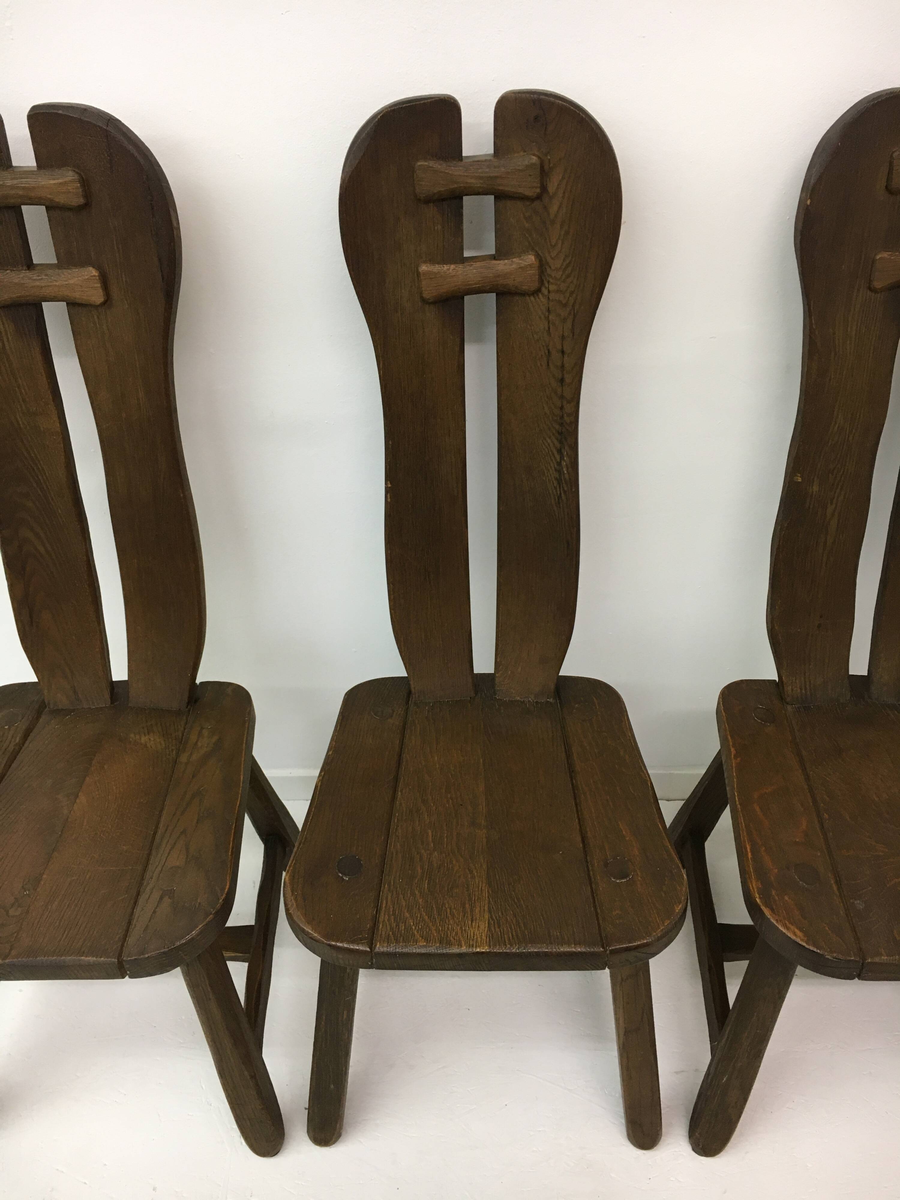 Set of 4 Belgian Brutalist Dining Chairs from De Puydt, 1970’s