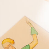 Art déco fashion illustration, gouache on paper, 93 x 52 cm