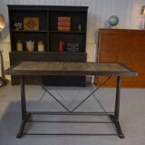 Industrial console with oak top