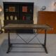 Industrial console with oak top