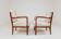 Pair of vintage wooden chairs jacquard beige