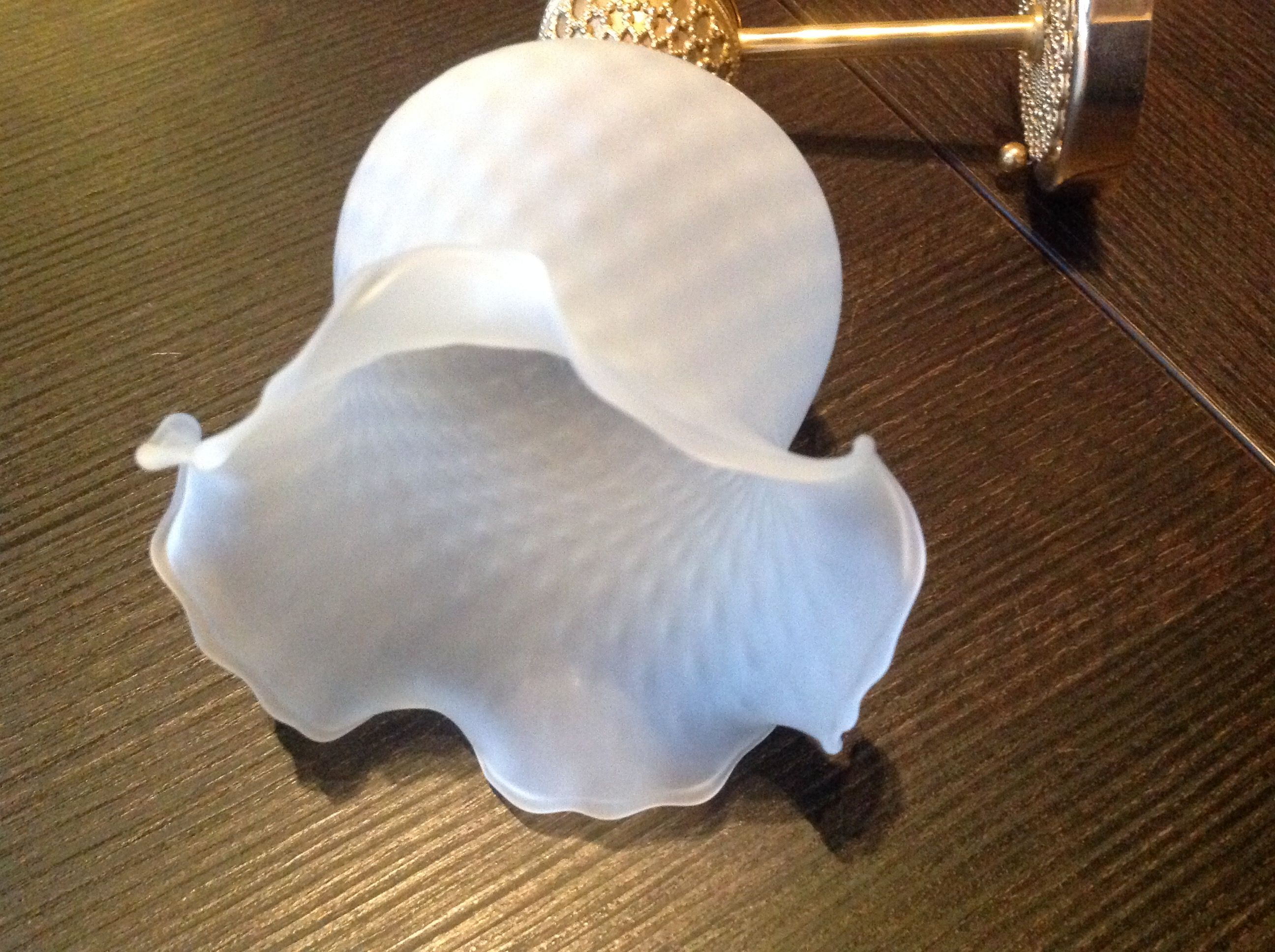 Brass wall light and satin glas vintage 50s-60s