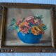 Aquarelle "bouquet de zinias" signée ancienne