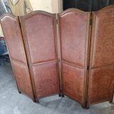 4-leaf wood and leather screen
