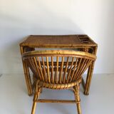 Bureau enfant en rotin avec son fauteuil