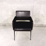 Vintage armchair in skai and black metal 60s