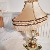 modernist lamp period 1930/1950 with very beautiful silk lampshade with fringes