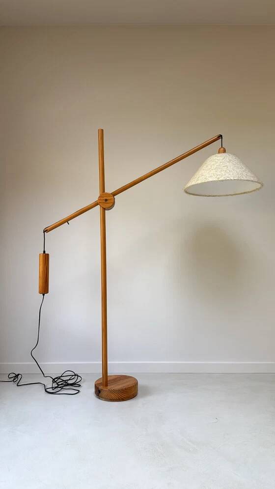 Vintage Domus teak wood floor lamp