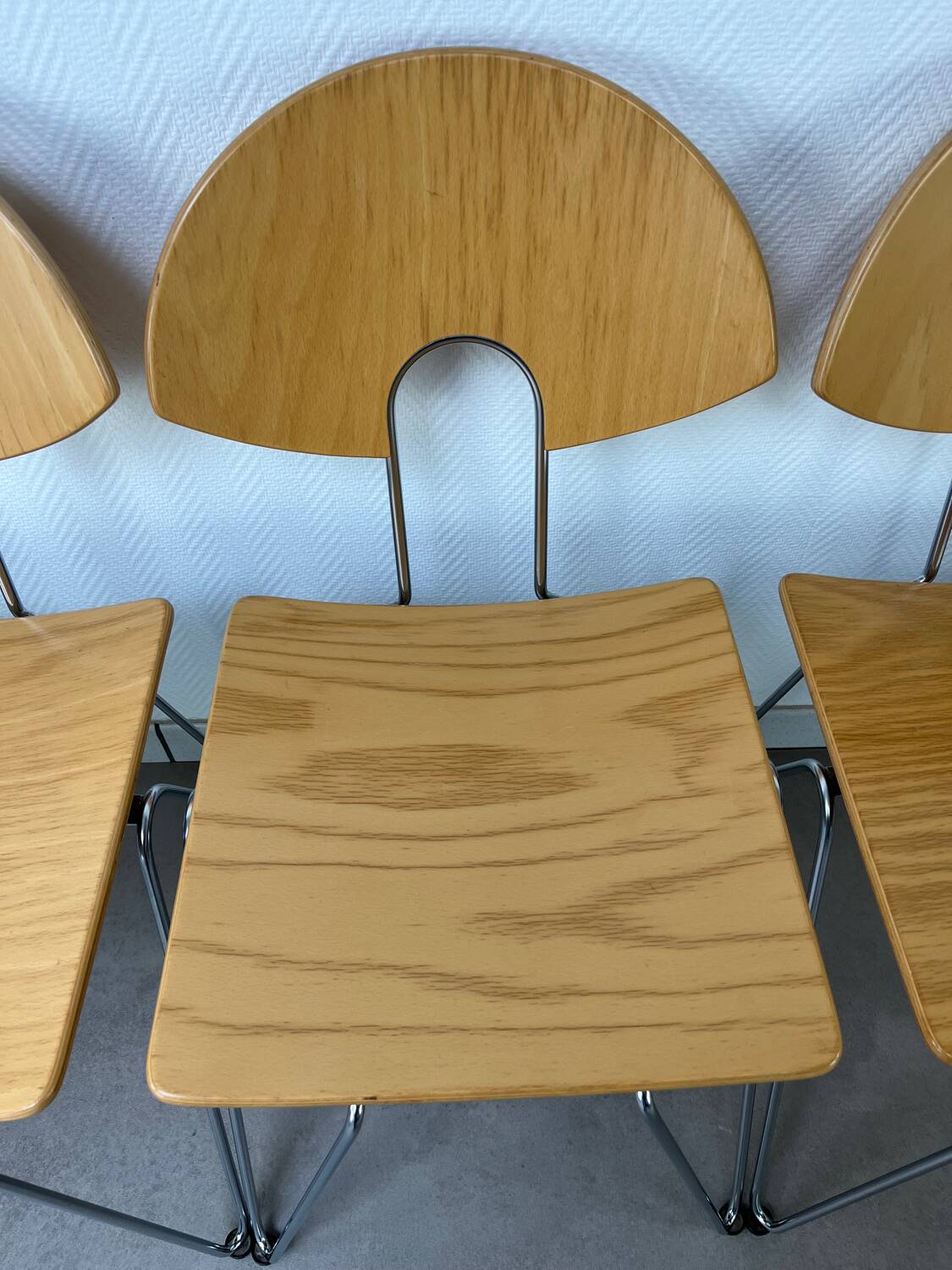 6 Mikado chairs 1800, stackable, design by Walter Leeman for Kusck&co.