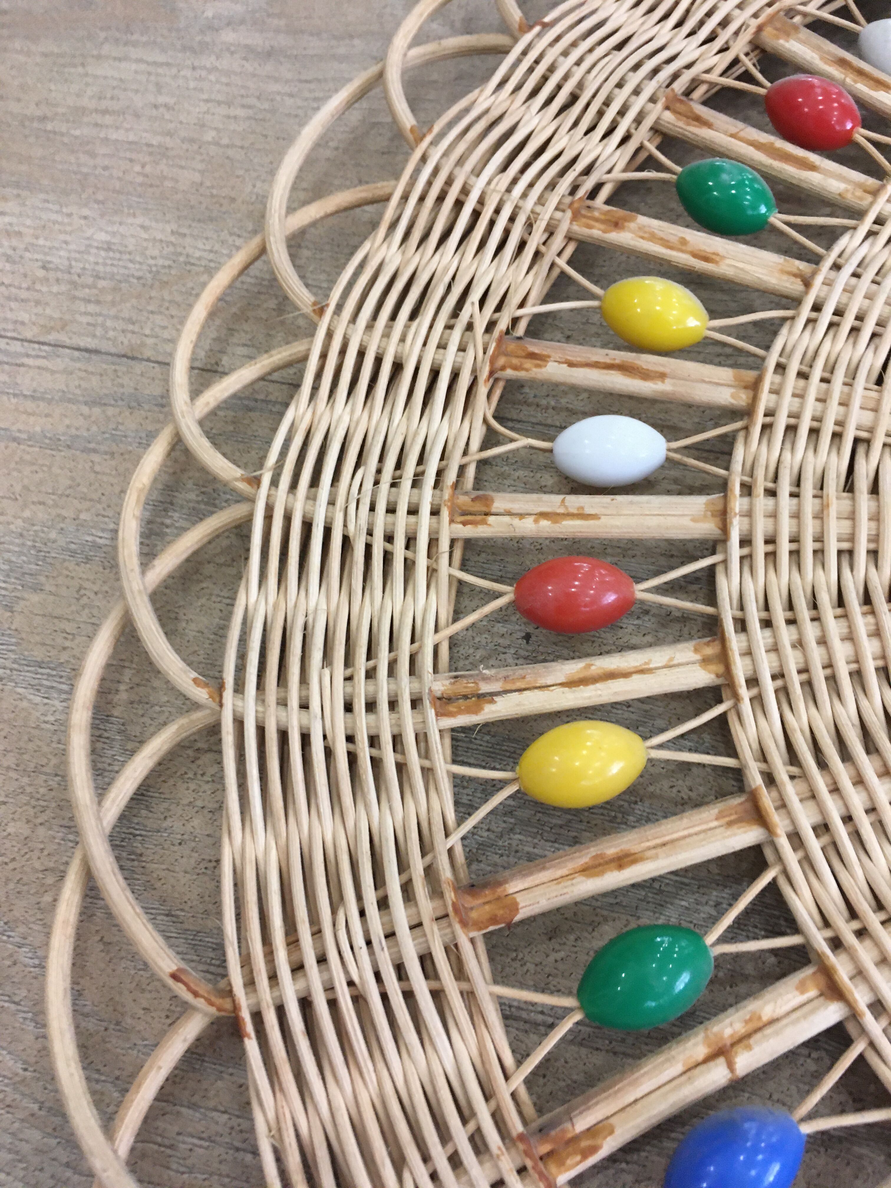 Mirror in basketry and vintage pearl