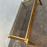 Gold-tone metal and imitation elm burl coffee table