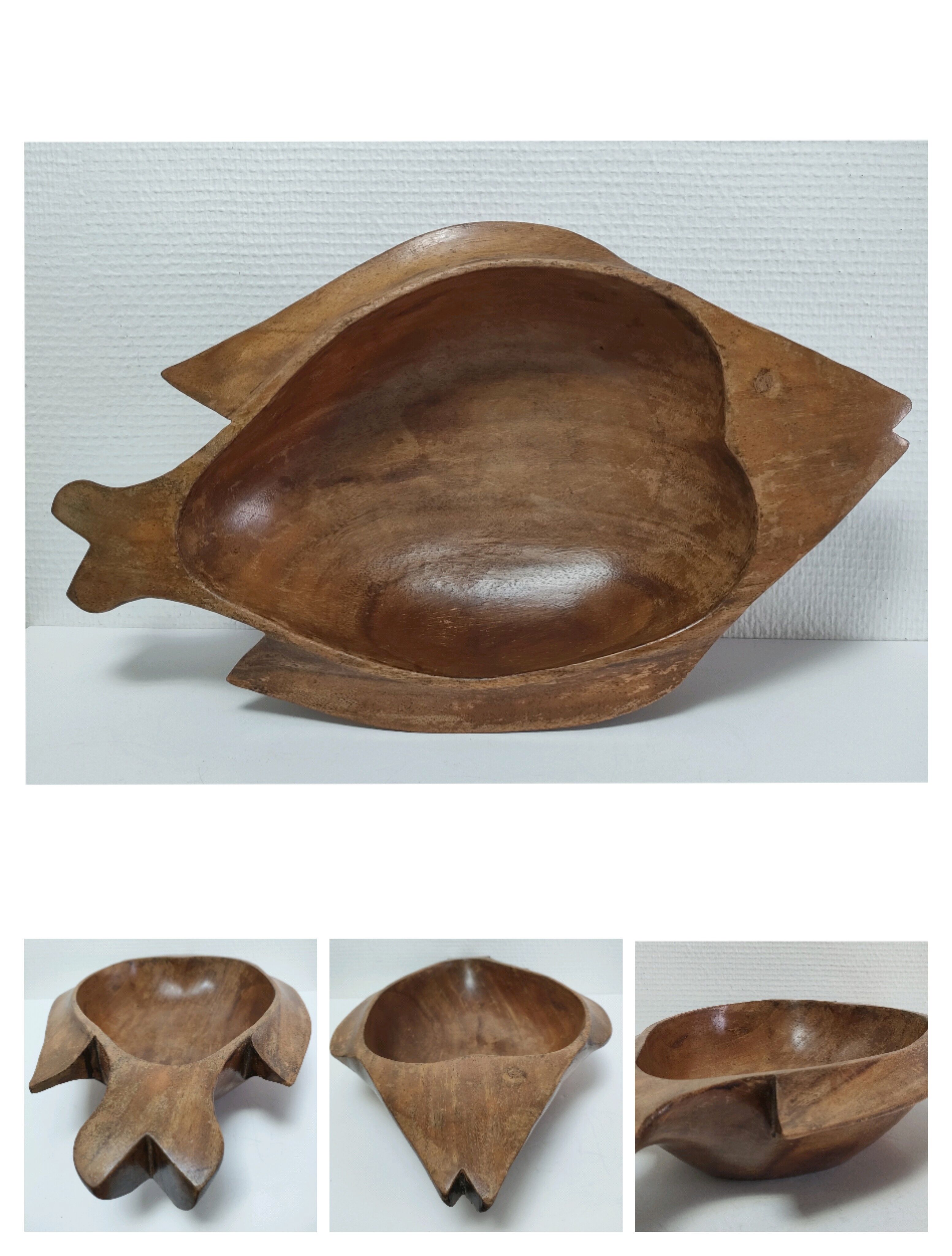 Zoomorphic cut fish wood carved vintage